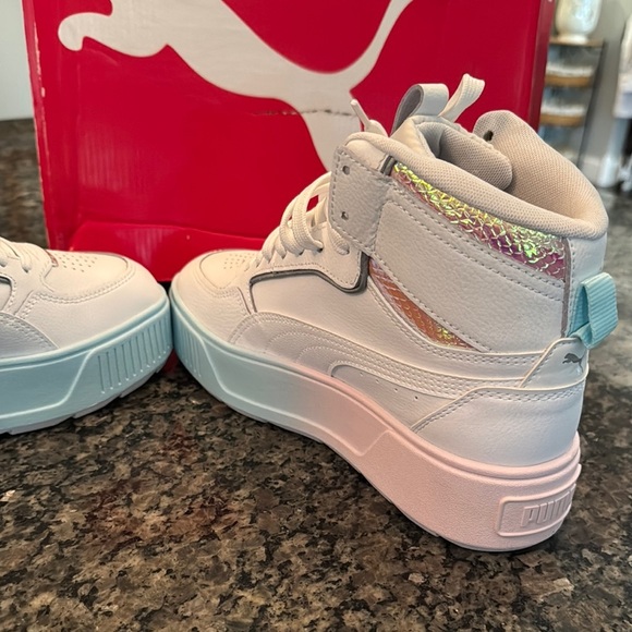Puma Karmen Rebelle mid exotics White and Iridescent Platform Sneakers NWT 9 - Picture 9 of 15